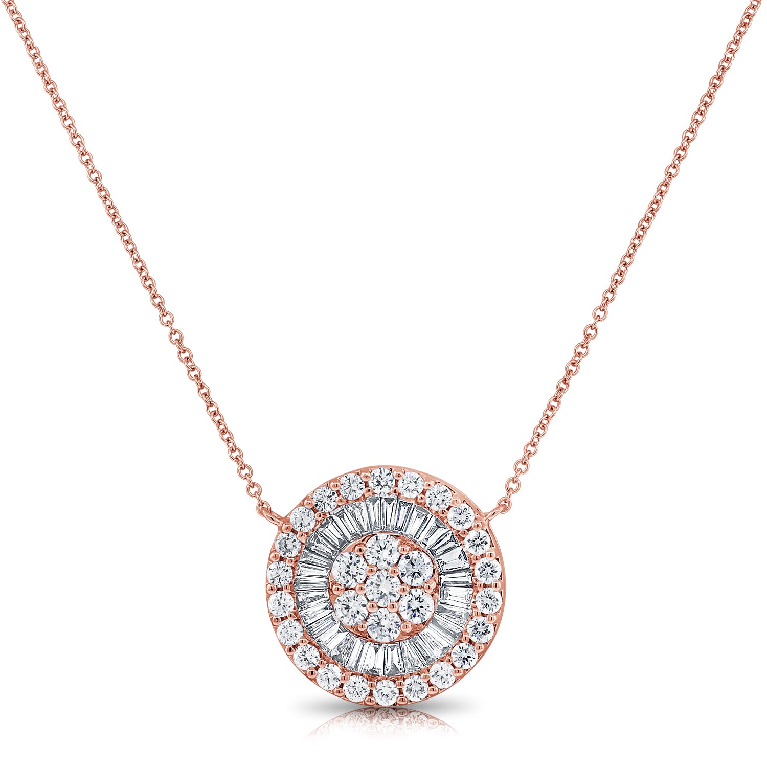 Baguette Halo Round Necklace