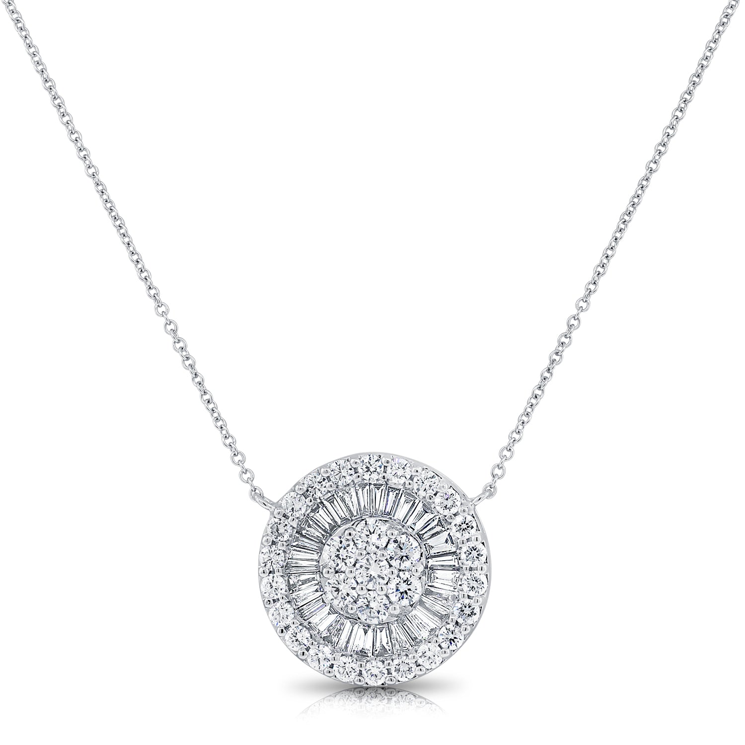 Baguette Halo Round Necklace