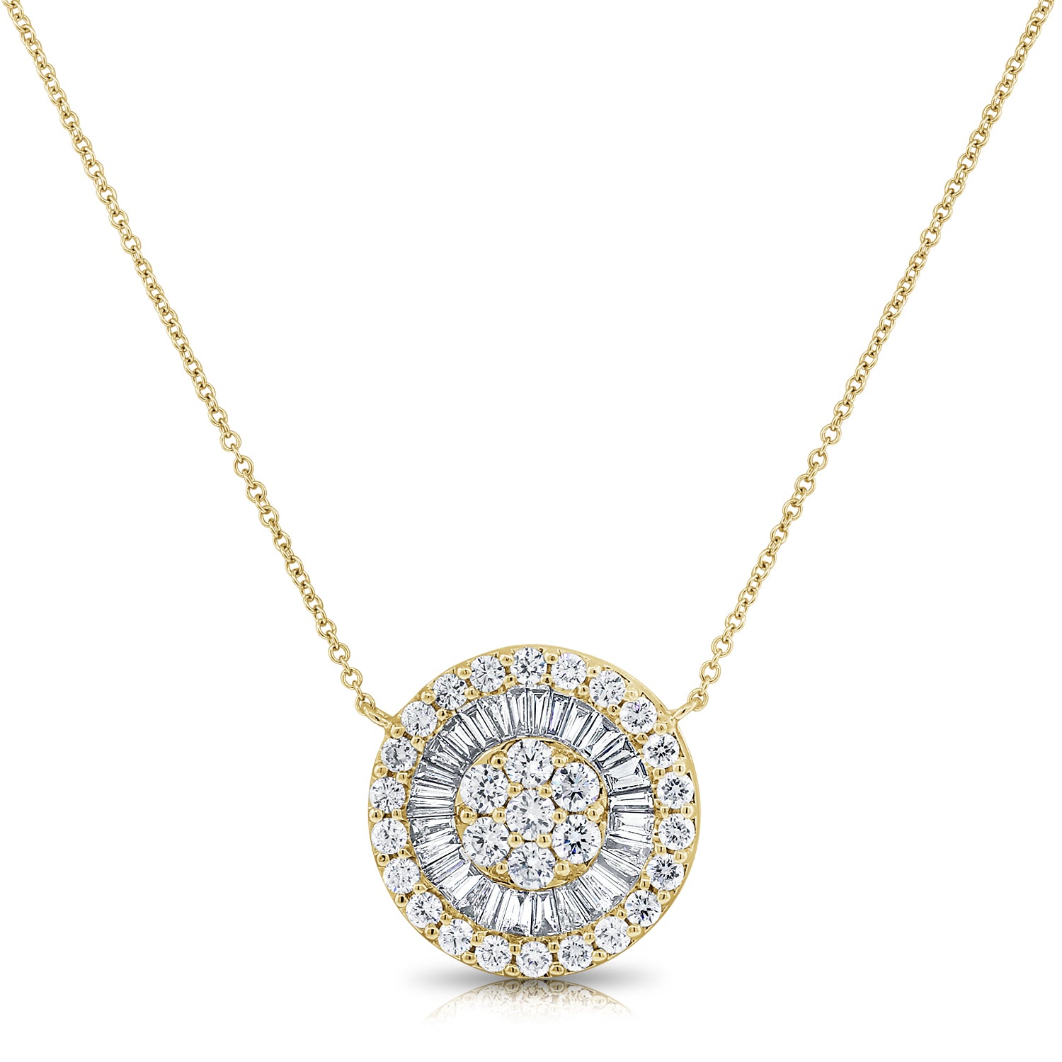 Baguette Halo Round Necklace