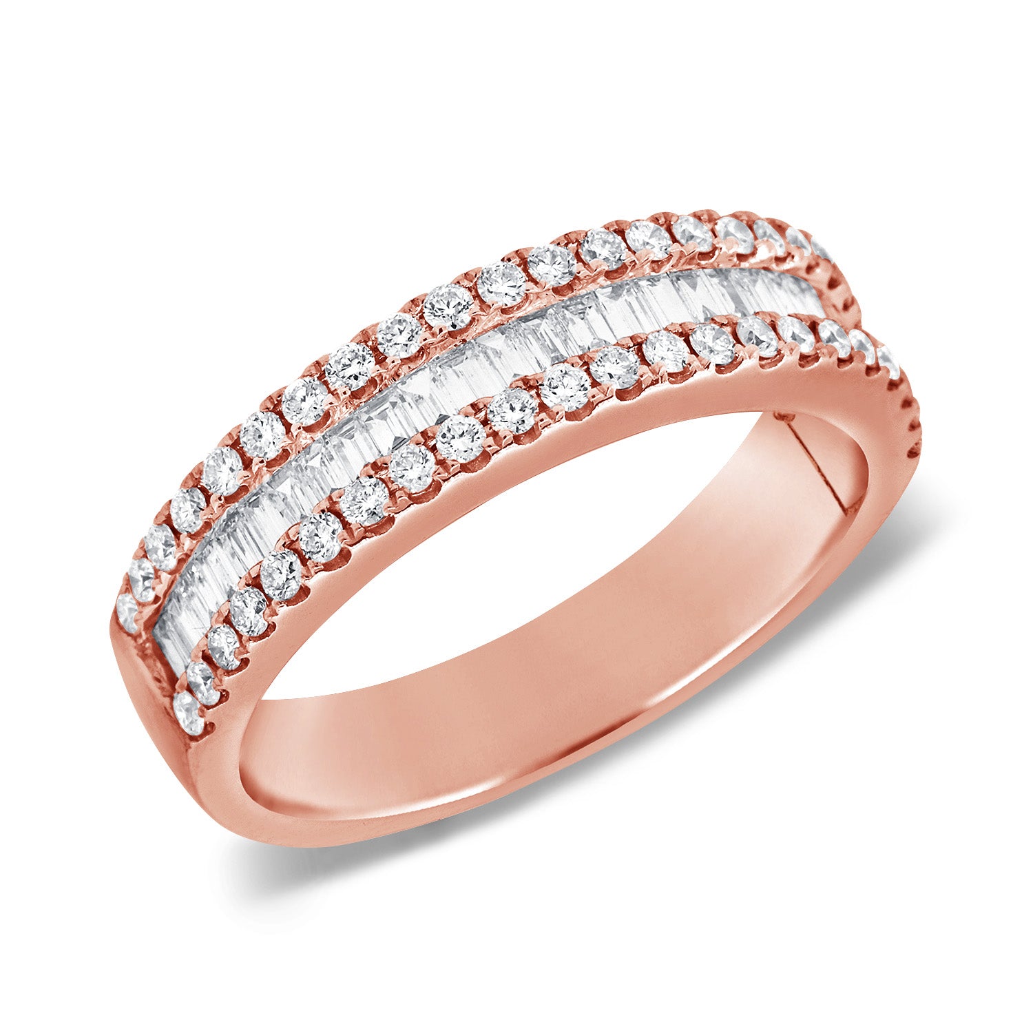 Baguette With Round Diamond Half Band