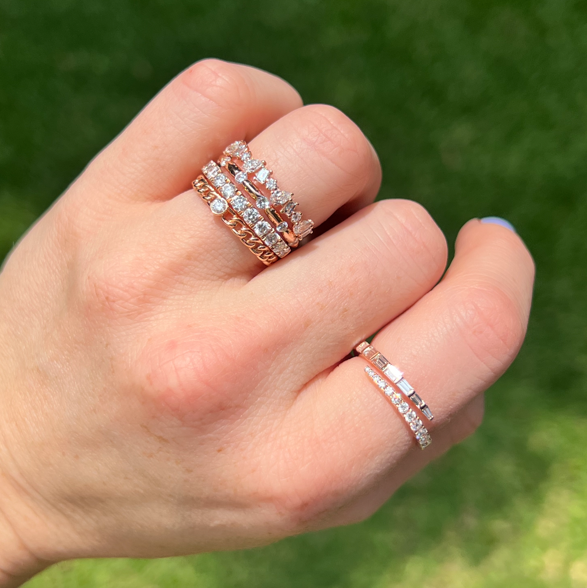 Baguette And Round Diamond Swirl Ring