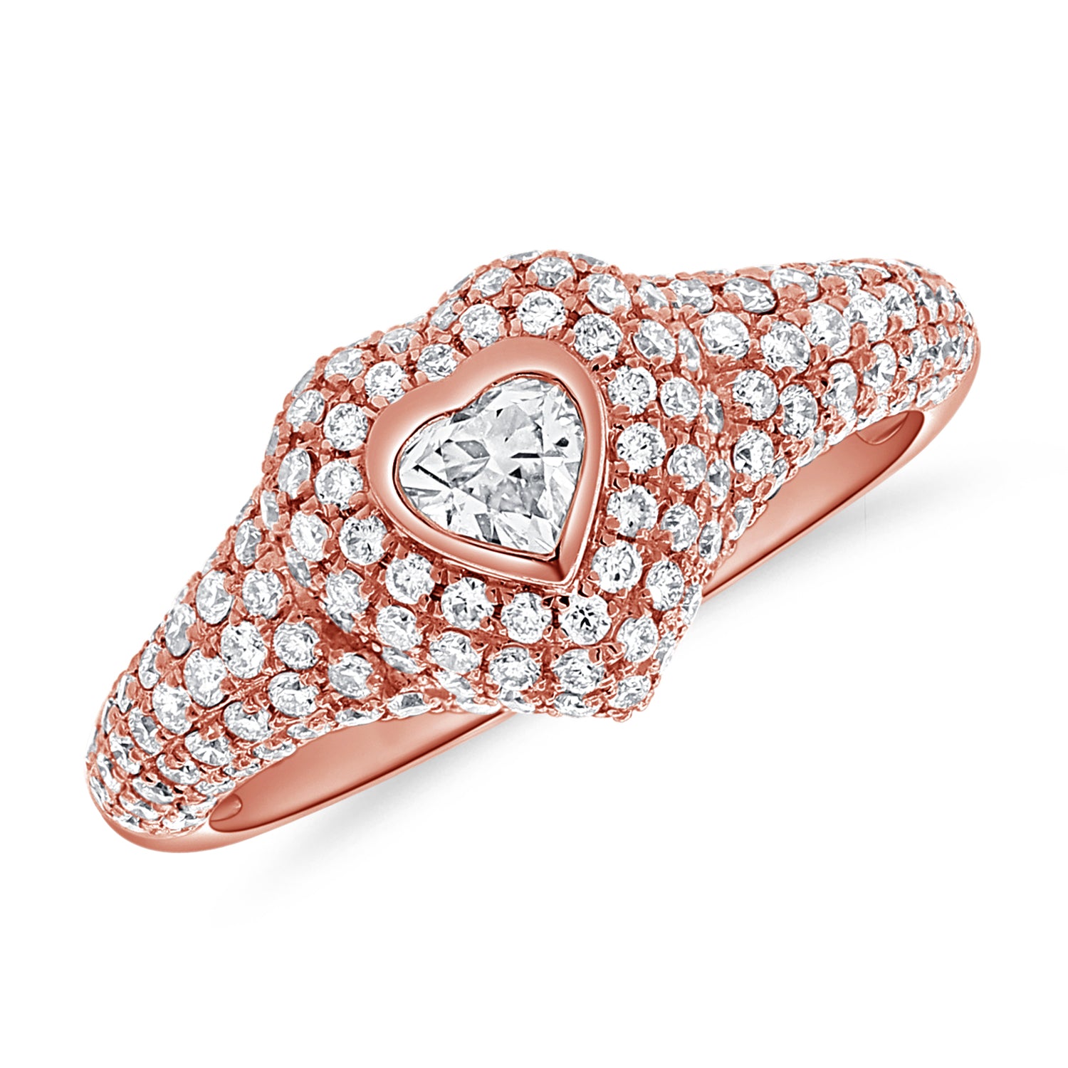 Heart Dome Pave Signet Ring