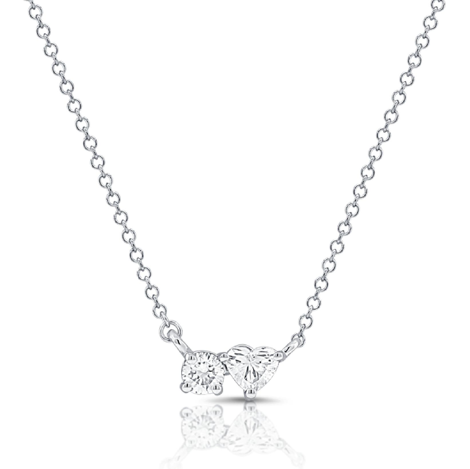 Toi Et Moi Heart And Round Diamond Necklace