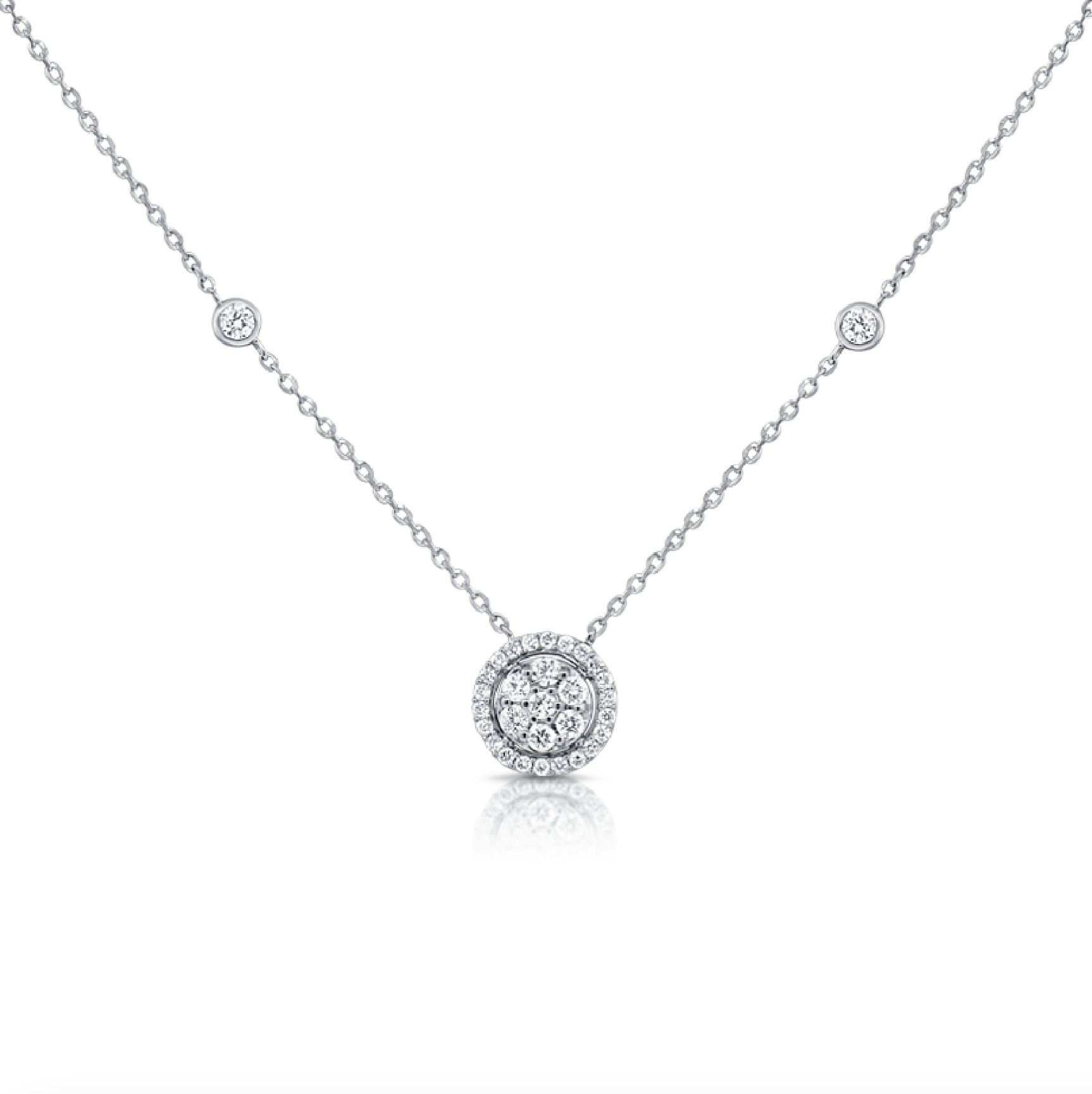 Diamond Circle With Bezel Chain Necklace