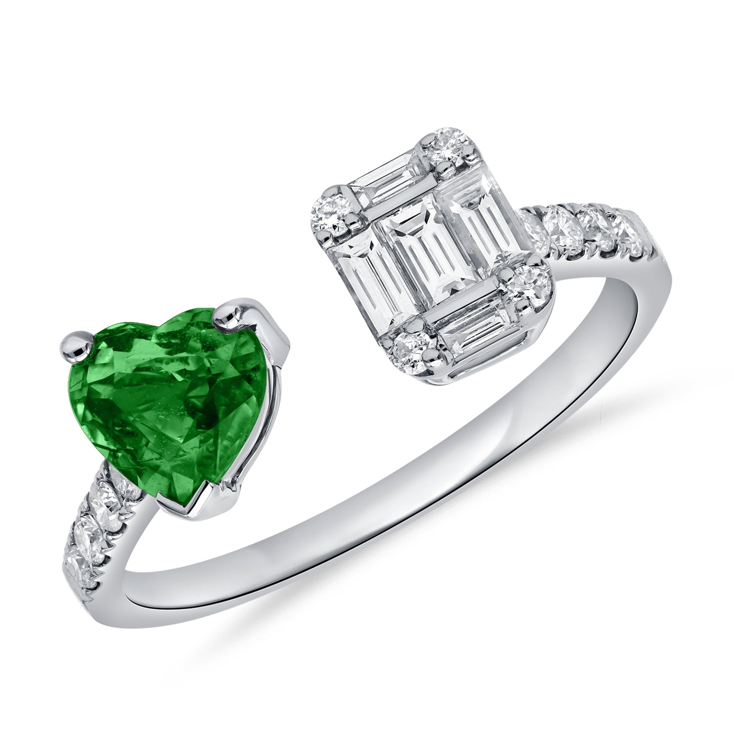 Diamond Illusion And Gemstone Heart Ring