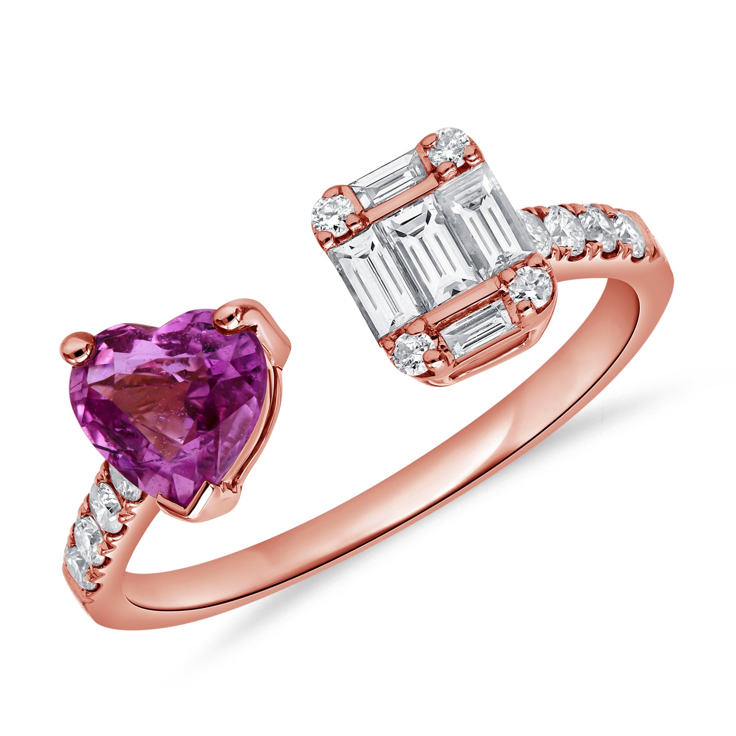 Diamond Illusion And Gemstone Heart Ring