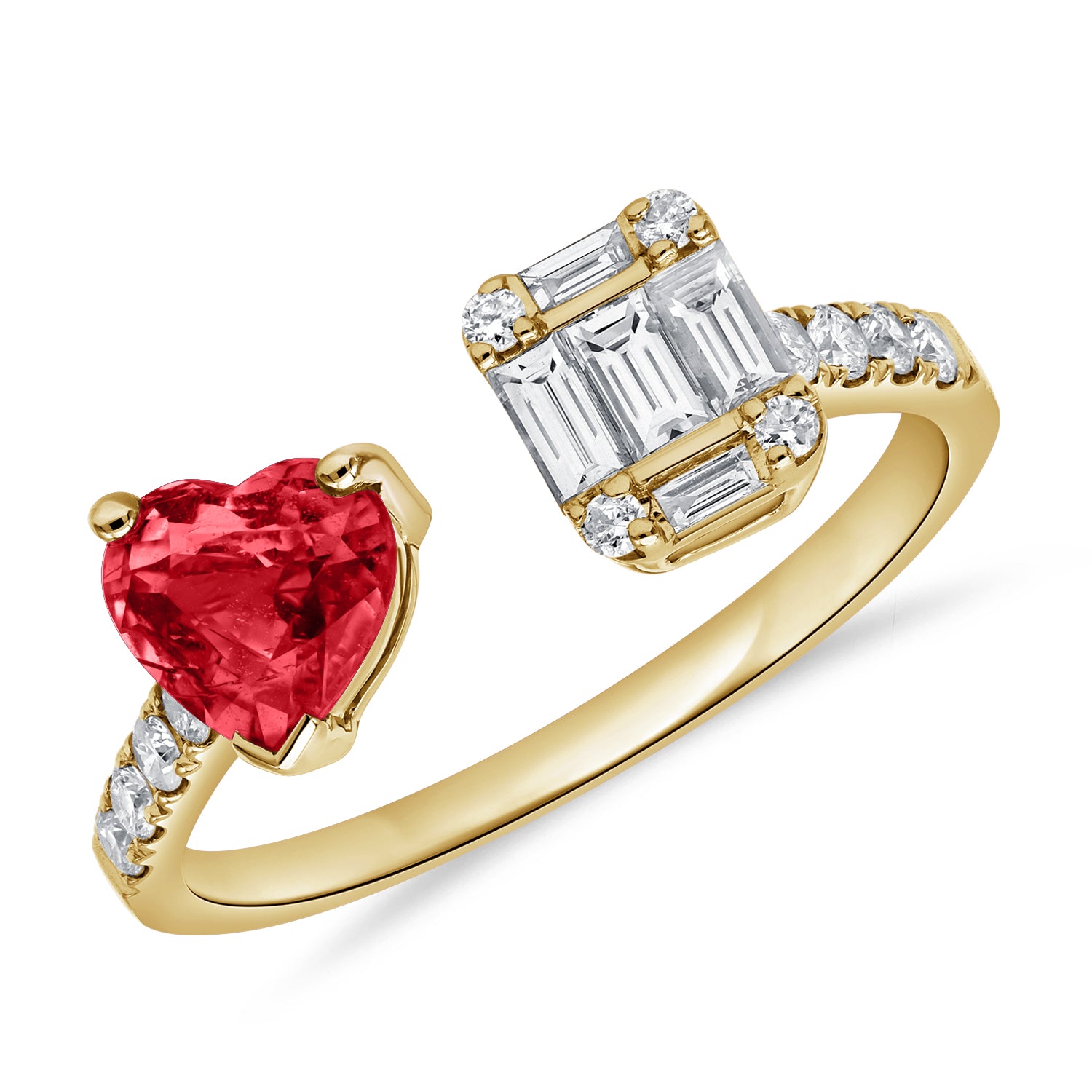 Diamond Illusion And Gemstone Heart Ring