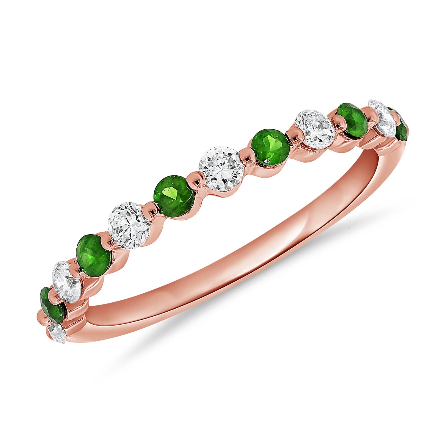 Medium Gemstone And Diamond One Prong Half Band