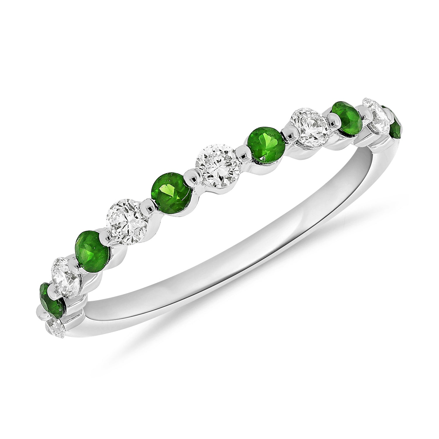 Medium Gemstone And Diamond One Prong Half Band